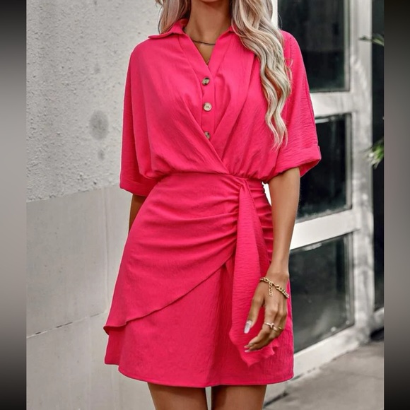 Boho knit wrap size batwing sleeve dress - Picture 6 of 6